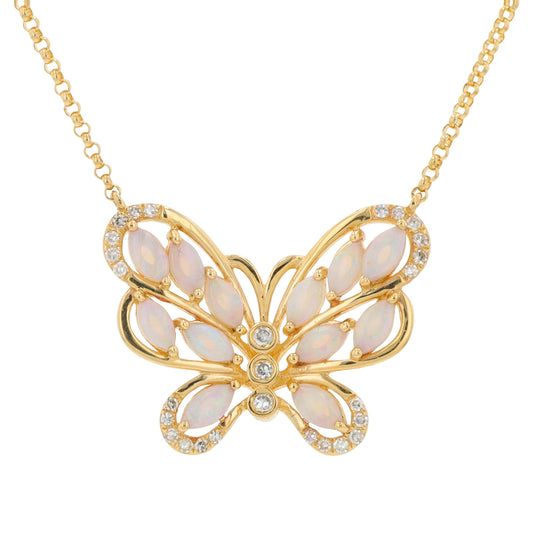 14K YG EFFY 0.50 CTW Opal Butterfly Pendant