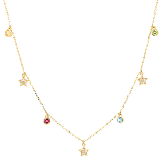 14K EFFY YG .30 CTW Multi Gemstone Star Necklace