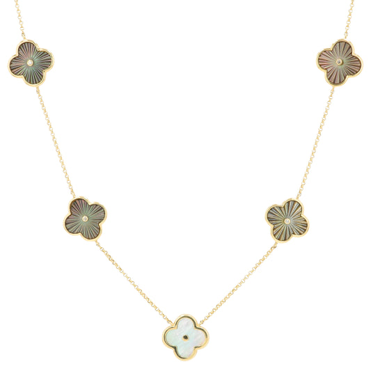 14K YG EFFY Mother of Pearl Clover Necklace