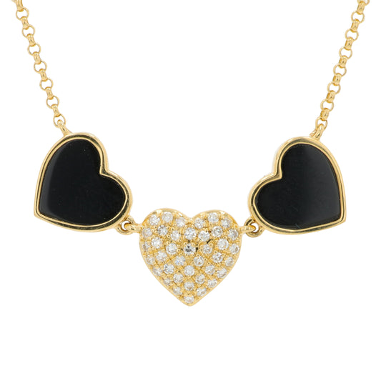 14K YG EFFY Black Onyx Heart Necklace