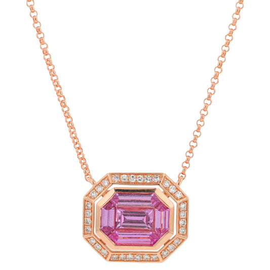 14K RG EFFY .86 CTW Pink Sapphire Necklace