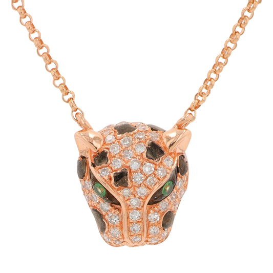14K RG EFFY 0.16 CT Diamond Panther Pendant