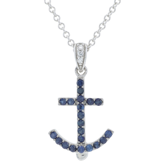 14K WG EFFY .22 CTW Sapphire Anchor Pendant