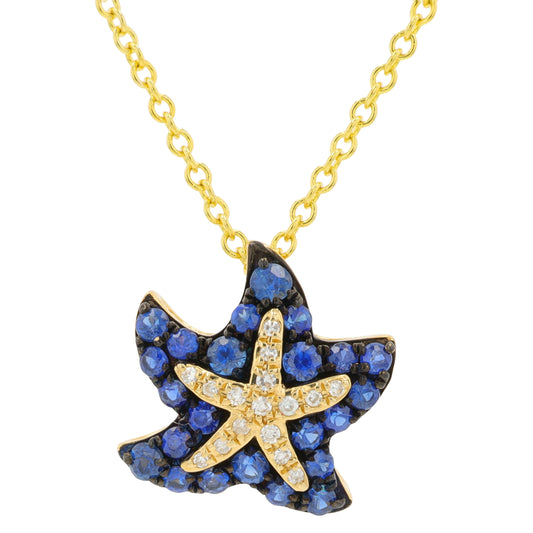 14K YG EFFY .35 CTW Sapphire Starfish Pendant