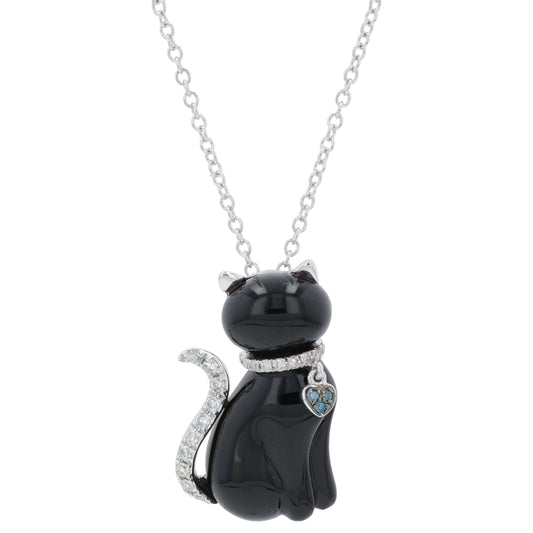 14K WG EFFY 5.25 CT Black Onyx Cat Pendant