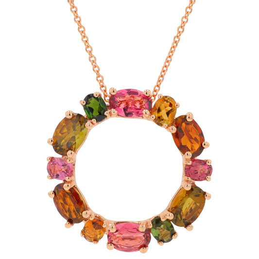 14K RG EFFY 4.10 CTW Multicolor Tourmaline Pendant