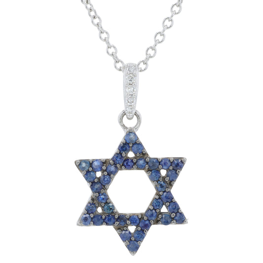 14K WG EFFY .27 CTW Sapphire Star of David Pendant