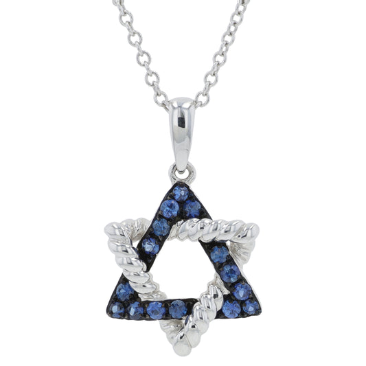 14K WG EFFY .20 CTW Sapphire Star of David Pendant