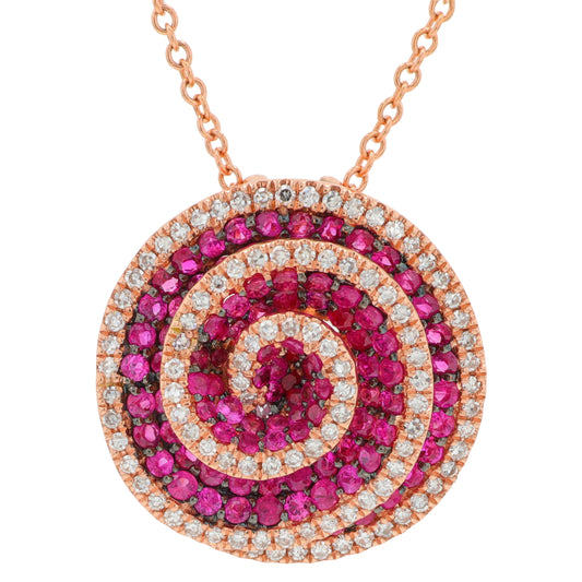 14K RG EFFY 1.12 CTW Ruby Spiral Pendant