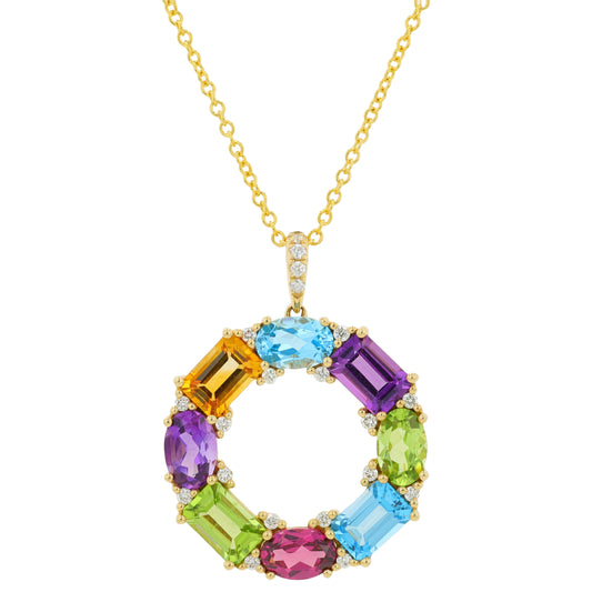14K YG EFFY 4.16 CTW Multicolor Pendant