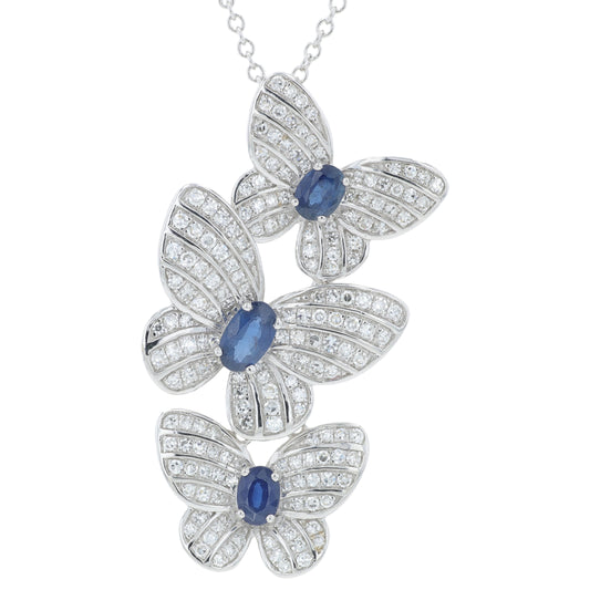 14K WG EFFY .79 CTW Sapphire Butterfly Pendant