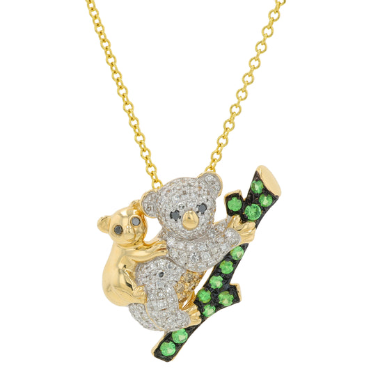 14K YG EFFY Tsavorite & Diamond Koala Pendant