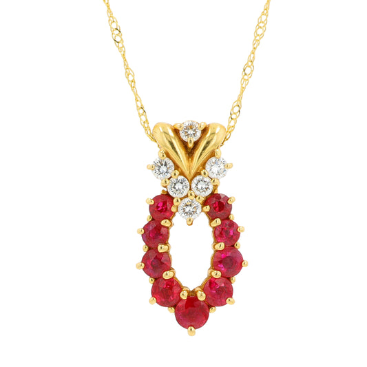 18K YG .77 CT Ruby Pendant