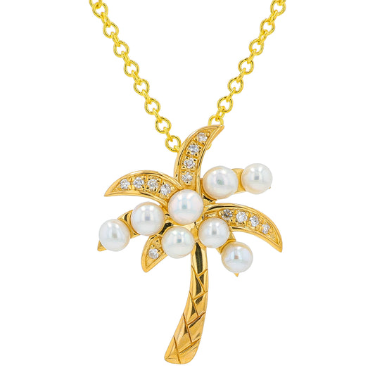 14K YG EFFY Pearl Palm Tree Pendant