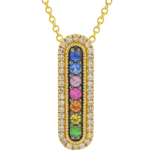 14K YG EFFY .27 CTW Multi Sapphire Pendant