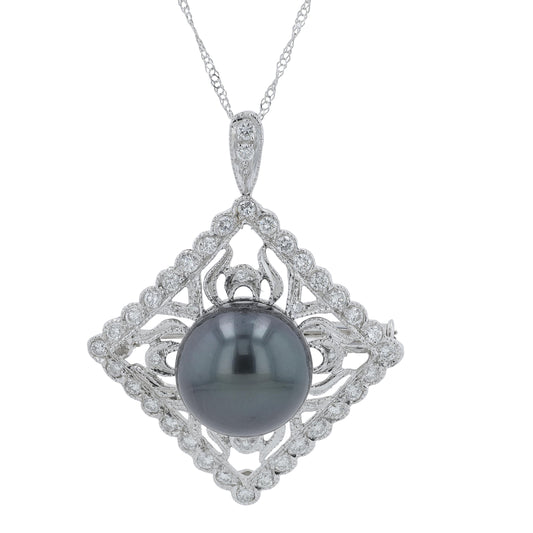 18K WG 11.6 MM Tahitian Pearl Drop Pendant