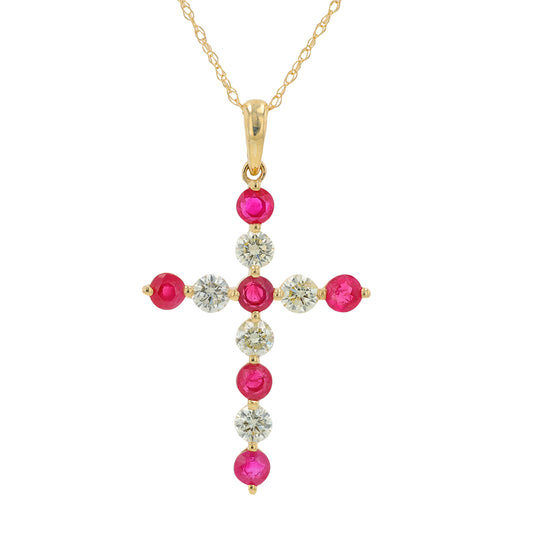 14K Gemstone Cross Pendant<p><strong>More Colors Available</p></strong>