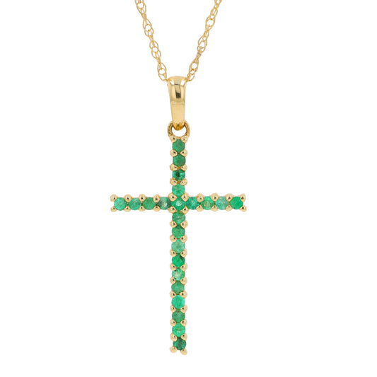 14K Gemstone Cross Pendant<p><strong>More Colors Available</p></strong>