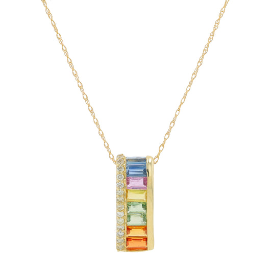 14K YG 1.40 CTW Multi Sapphire Necklace
