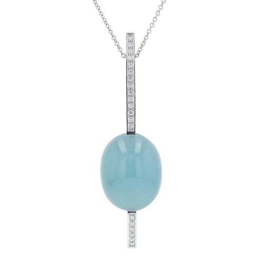 14K WG 48.35 CT Cabochon Aqua Pendant
