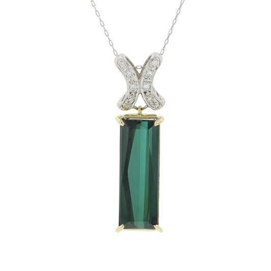PT900/18K YG 8.18 CT Tourmaline Pendant