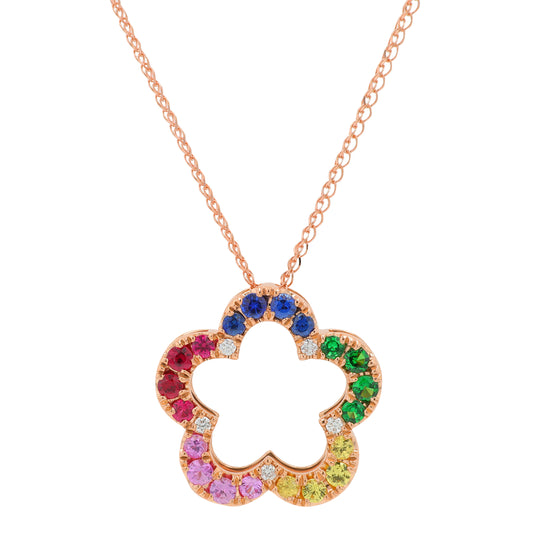 18K RG .74 CTW Multi Sapphire Pendant