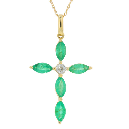 10K YG Gemstone Cross Pendant<p><strong>More Colors Available</p></strong>