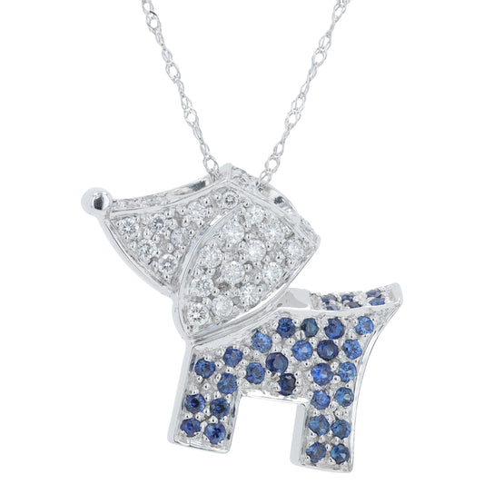 18K WG .42 CTW Sapphire Dog Pendant