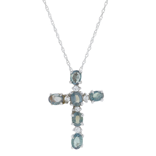 18K WG .85 CT Alexandrite Cross Pendant
