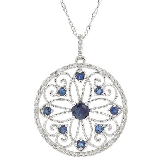 10K WG .75 CT Sapphire Pendant