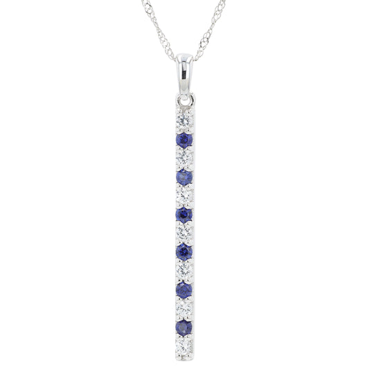 10K WG Created Blue & White Sapphire Pendant