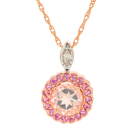 10K RG Morganite & Pink Sapphire Pendant