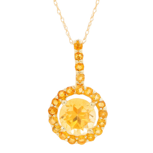 10K YG Citrine Halo Pendant