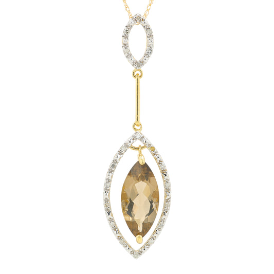 10K YG 3.40 CTW Smoky Quartz Pendant