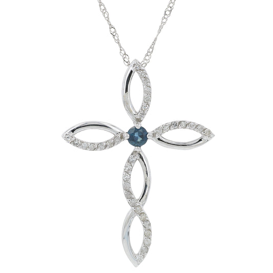 10K WG .14 CT Sapphire Cross Pendant
