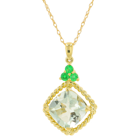 10K YG 1.75 CT Green Amethyst & Tsavorite Pendant