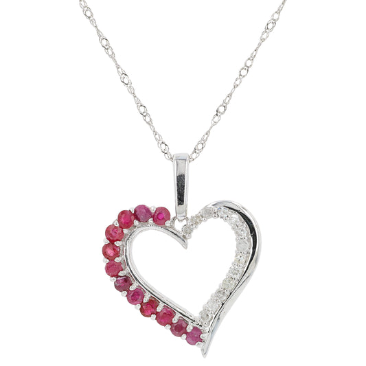 10K WG .60 CT Ruby Heart Pendant