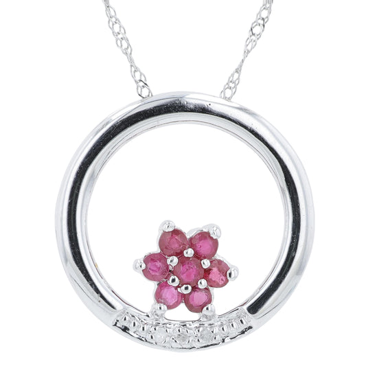 10K WG Gemstone Flower Pendant<p><strong>More Colors Available</p></strong>