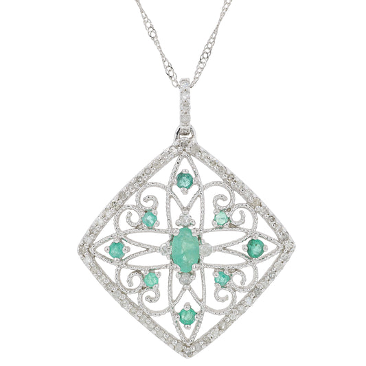 10K WG .50 CTW Emerald Pendant