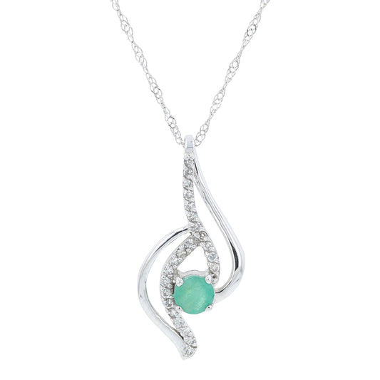 10K WG .26 CTW Emerald Pendant