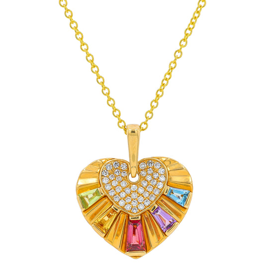 14K YG .78 CTW Sapphire Heart Pendant