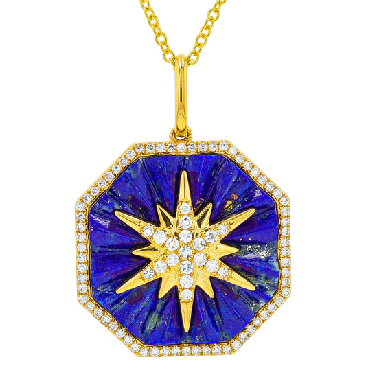 14K YG EFFY 3.80 CT Lapis Pendant