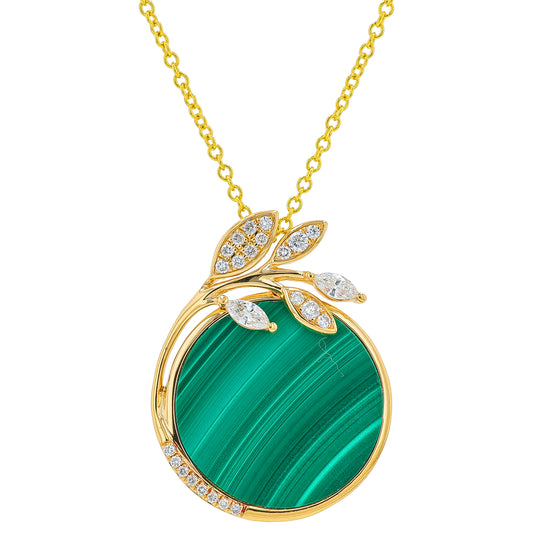 14K EFFY YG 5.15 CTW Malachite Pendant
