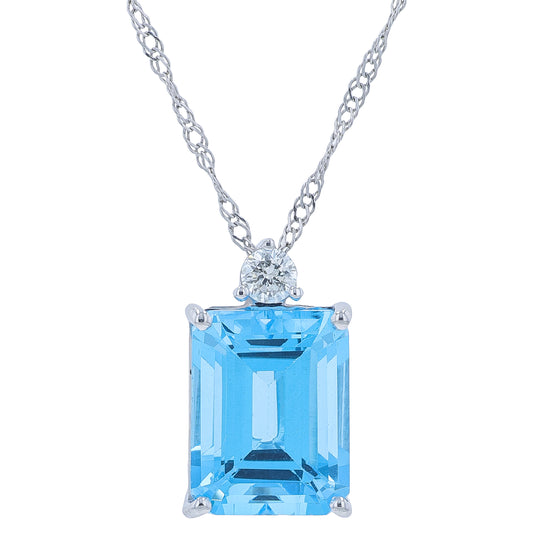 10K WG 2.75 CT Blue Topaz Pendant