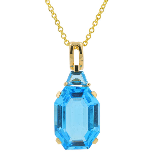 14K YG EFFY 8.50 CT Blue Topaz Pendant