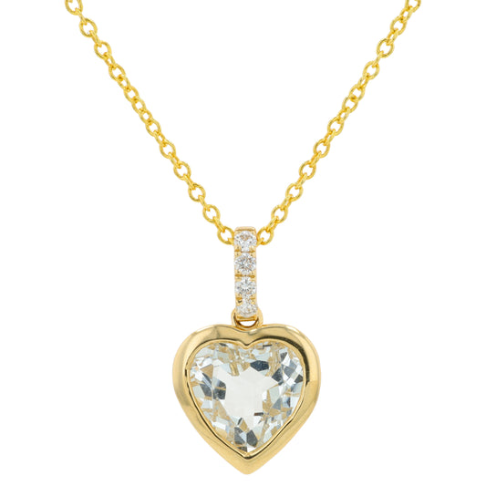 14K YG EFFY 2.30 CT White Topaz Heart Pendant