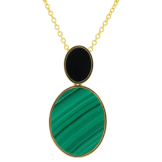 14K EFFY YG Malachite & Black Onyx Pendant