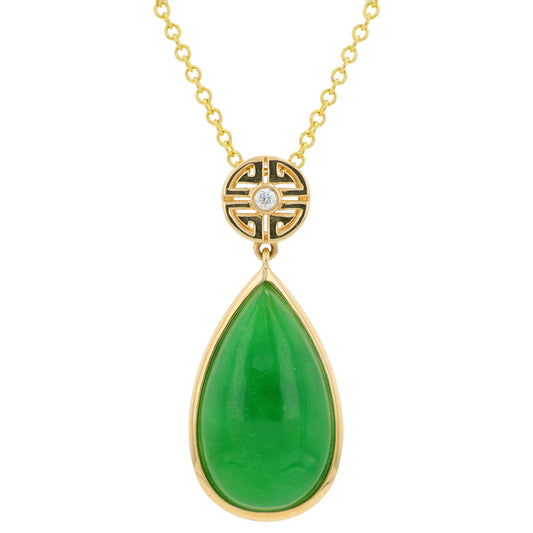 14K YG EFFY 5.40 CT Dyed Jade Pendant