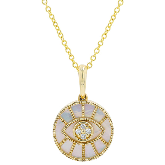 14K YG EFFY Mother of Pearl Evil Eye Pendant