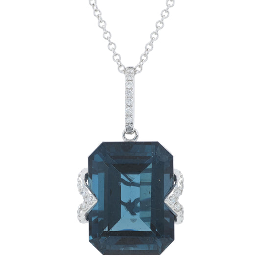 14K WG EFFY 12.85 CT London Blue Topaz Pendant